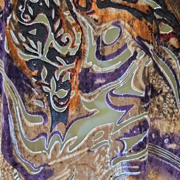 Cotton Club Velvet Burnout Top Size 12 Whimsigoth Maximalism Sheer Artsy Tassel - Picture 8 of 15